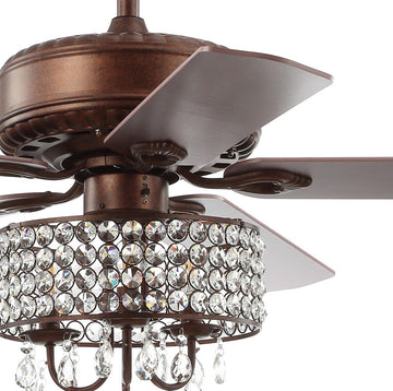 Becky 52" Crystal LED Chandelier Fan With Remote - JONATHAN Y